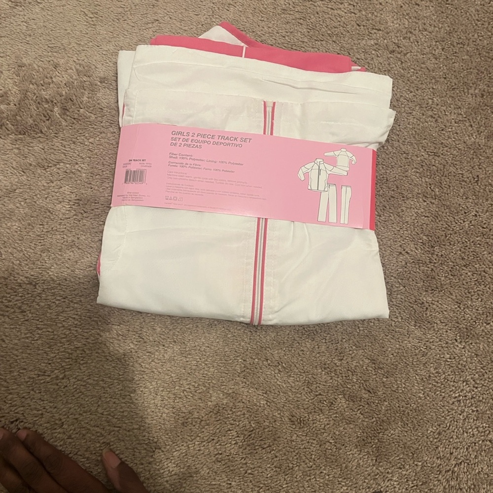 Girls 2-Piece Danskin Now White and Pink Girls' Track Set - Picture 6 of 9